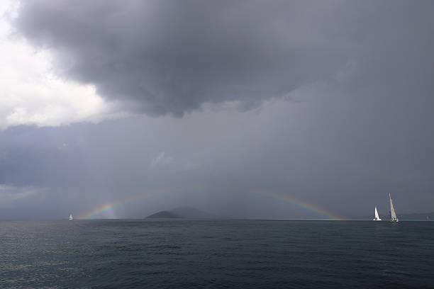 istock Sailing under the rainbow in the Aegean Sea. 2245195107