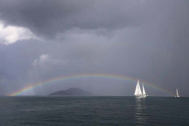 istock Sailing under the rainbow in the Aegean Sea. 2245195109