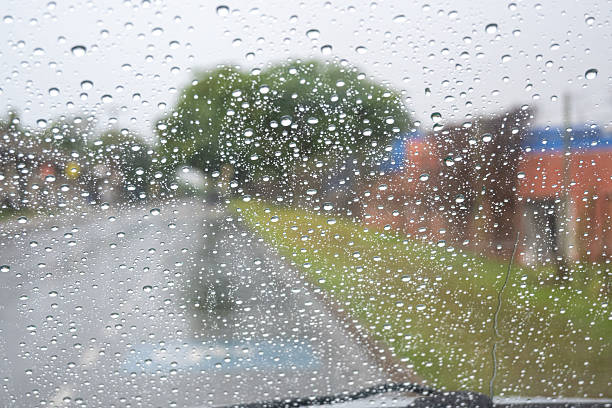 Rain on the window, Raindrops on the car window, selective focus.