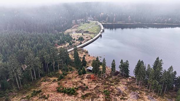istock Cinematic drone shot showcasing tranquil water and rugged 2245204129