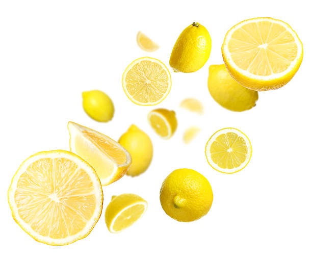istock Fresh ripe lemons swirling in air against white background 2245208088