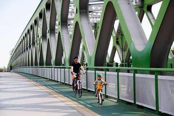 Bicycle wheels are arranged on a white surface. Various sizes and designs are visible. Sunlight highlights the rims and spokes, showing their structure and details.