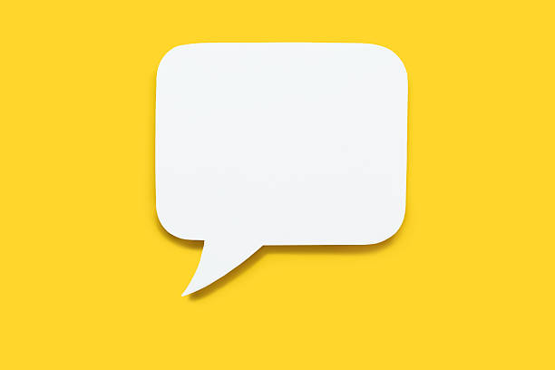 istock Paper speech bubble in the shape of a rectangle on a yellow background 2245215639
