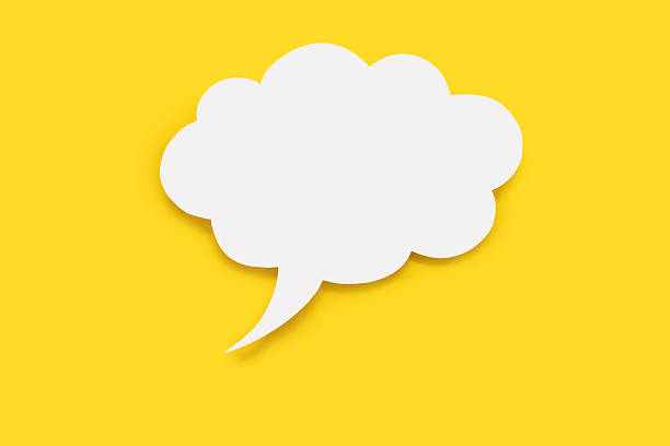 istock Speech bubble in the form of a cloud on a yellow background 2245215640