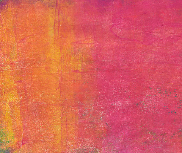Hand painted background with prominent colors of orange and pink with an ombre effect. Painted with acrylic on canvas.