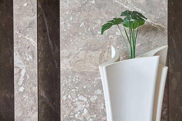 istock Modern wall mirror, marble accent, tropical view reflection, minimalist resort interior, elegant vacation decor 2245225228