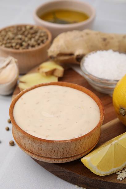 istock Fresh marinade and different ingredients on white table, closeup 2245236376