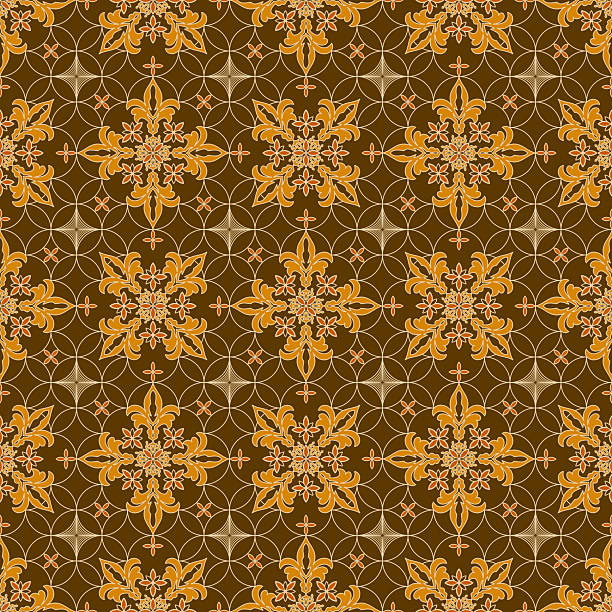 istock Seamless Golden Geometric Damask Floral Pattern in Brown and Yellow. 2245237952