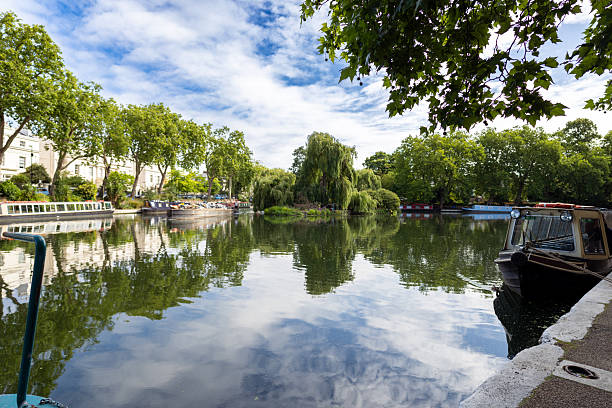 istock Canal with boats in London 2245242590