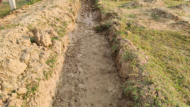 istock Trench dug in ground for laying underground water pipeline 2245242985