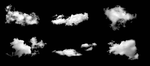 istock Realistic isolated white clouds on black background, perfect for sky replacement, weather design, or creative photo editing, offering high contrast and transparent edges for digital artwork. 2245254116