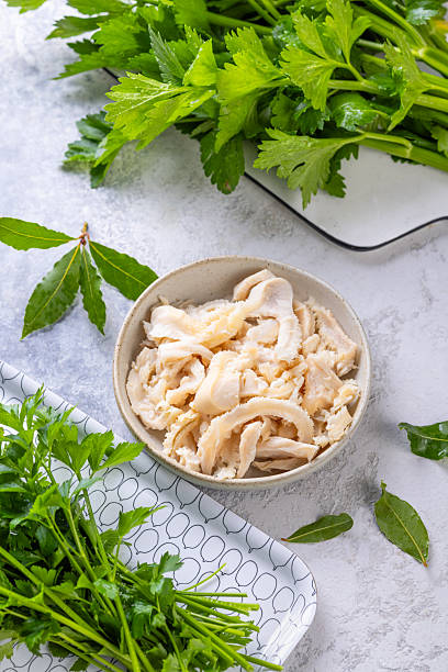 istock Fresh cooked tripes, cut into stripes with herbs for cooking 2245258023