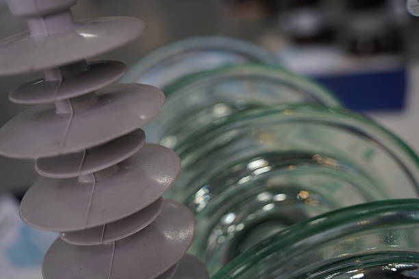 Insulators for high-voltage power transmission lines.
