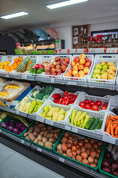 istock Fresh fruits and vegetables displayed in grocery store 2245268214