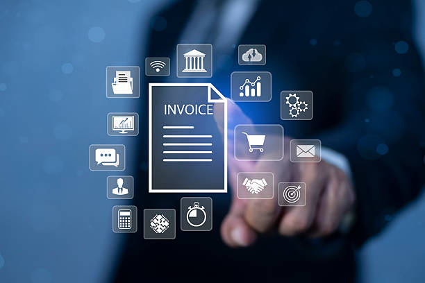 istock Professional businessman touch manage an E-Invoice on a futuristic virtual interface. Financial report and bank management with online payment concept. Invoice and online statements. 2245273488