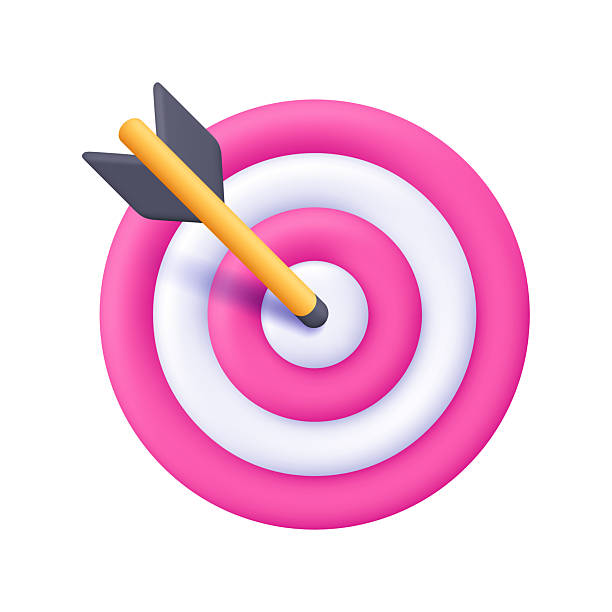 istock Pink and white target with arrow hitting the bullseye. Business finance target, goal of success, target achievement, precision and successful strategy. 3d vector icon. Cartoon minimal style. 2245273948
