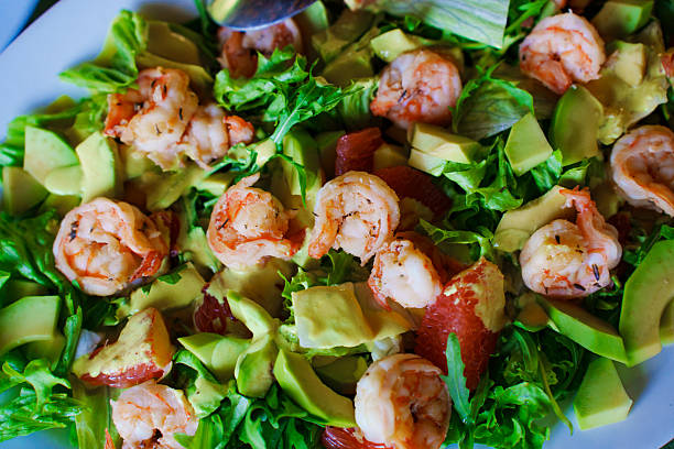 istock Delicious shrimp salad served with fresh avocado and greens 2245277701