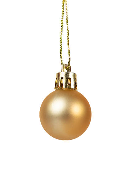 istock Gold glitter Christmas bauble hanging on white background 2245277716