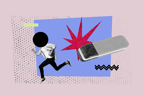 istock 3d image full photo collage of anonym man headless run eraser education supply student fired employee delete work redundancy 2245279378
