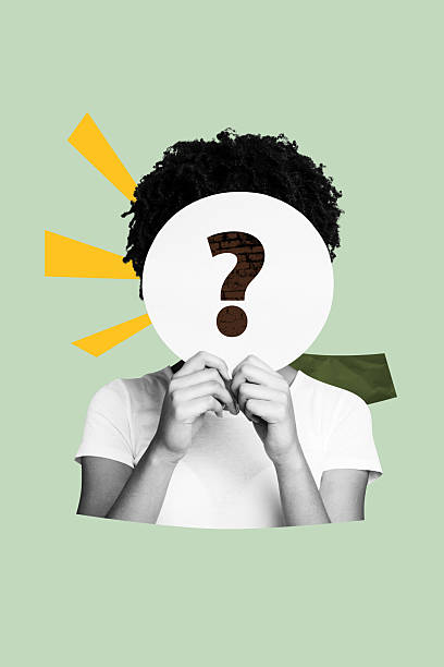 istock Creative 3d artwork poster banner collage of anonym girl hold bubble question mark brainstorm plan contemplation idea decision 2245281119