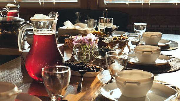 istock A beautiful evening table with hot dishes in the sunshine. 2245282921