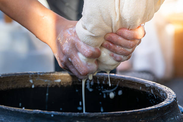 istock Hand-Extruded Soy Milk Preparation Scene 2245285094