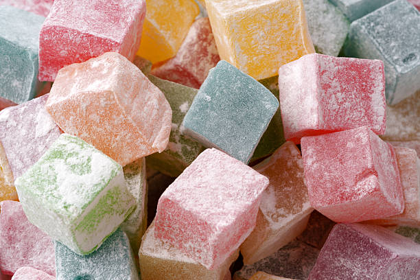 istock Colorful assorted Turkish delight cubes arranged in a tempting display for dessert lovers 2245288012