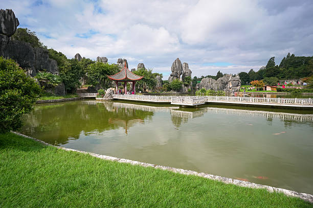 Kunming, China - Oct 10th 2025: Scenic view inside Stone Forest National Park in Shilin, Kunming, Yunnan province, China.