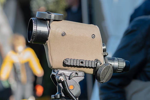 istock The optical device is mounted on a tripod and pointed forward for observation 2245295504
