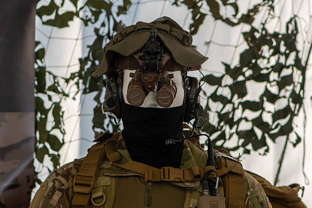 istock The military mannequin is equipped with a tactical helmet and a night vision device 2245295602