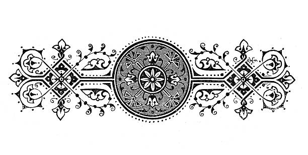 Victorian filigree floral pattern design element, ornamental art, Vintage illustration