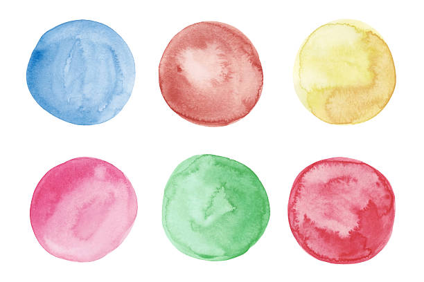 istock Colorful Watercolor Circles Set Isolated on White Background. Hand Painted Aquarelle Circles 2245303022