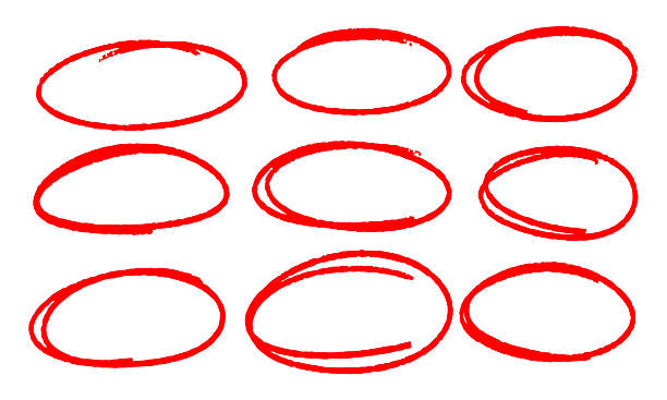 istock Hand Drawn Red Circles Set. ​Sketchy Doodle Ovals Collection. ​Emphasis Highlight Markers. ​Correction and Focus Markings 2245303441