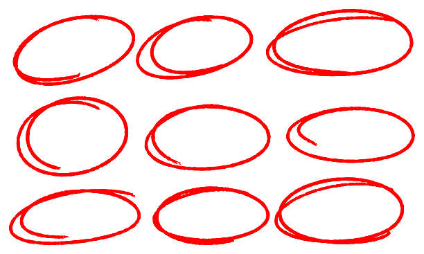 istock Hand Drawn Red Circles Set. ​Sketchy Doodle Ovals Collection. ​Emphasis Highlight Markers. ​Correction and Focus Markings 2245303442