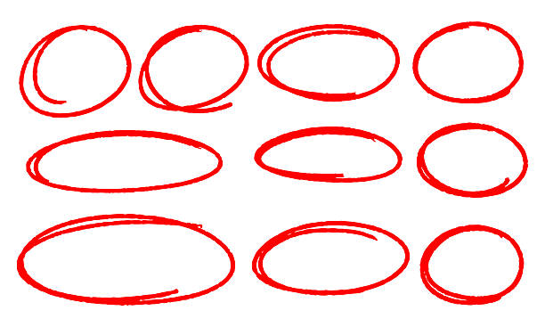 istock Hand Drawn Red Circles Set. ​Sketchy Doodle Ovals Collection. ​Emphasis Highlight Markers. ​Correction and Focus Markings 2245303536