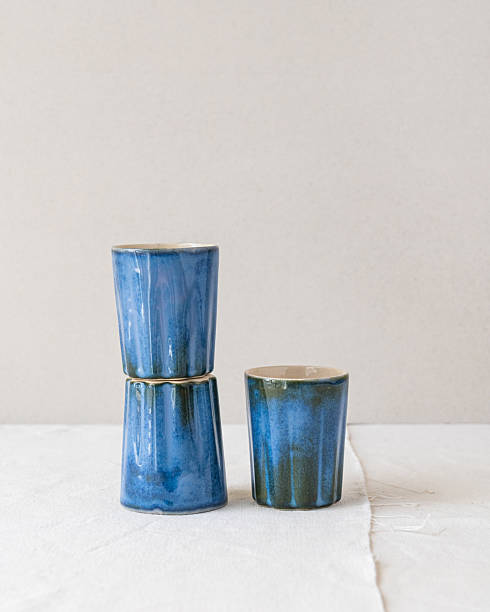 Handmade stoneware ceramic coffee and espresso cups