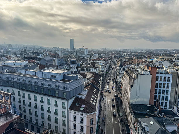istock Brussels cityscape with cloudy sky showing rooftops and streets 2245308622