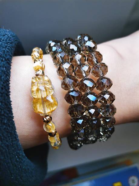 istock Rutilated Quartz (Golden) and Smoky Quartz Bracelet 2245315184