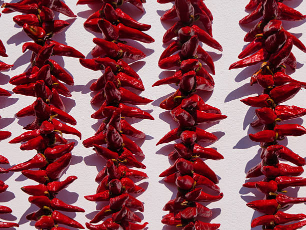 Sweet red peppers at a local market