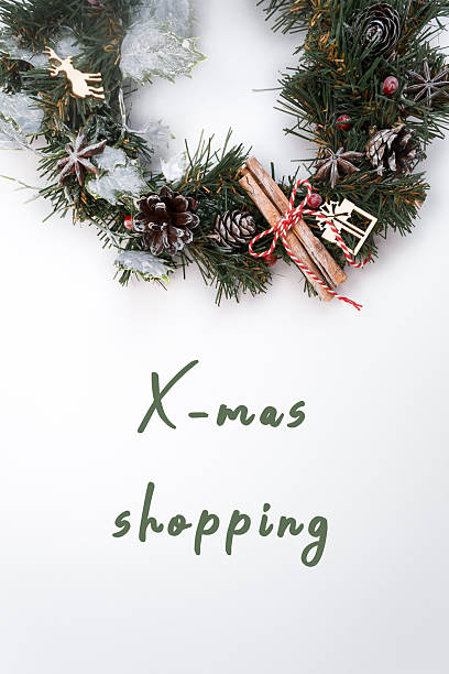 istock Christmas wreath with festive decorations and copy space for holiday greetings or messages 2245319007