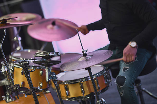 istock Drummer Playing Live Session With Cymbals And Drum Kit On Stage 2245320429