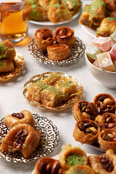 istock Tempting assortment of traditional pastries and sweets on an elegant table setting during a festive gathering 2245331109