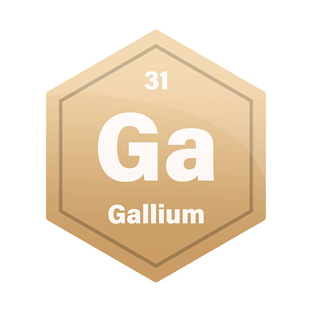 Gallium chemical element tile. Atomic number thirty one. Ga sign Vector icon. Gold yellow gradient hexagon. Gallium chemical element tile. Atomic number thirty one. Ga sign Vector icon. Gold yellow gradient hexagon. EPS 10. gallium illustrations stock illustrations
