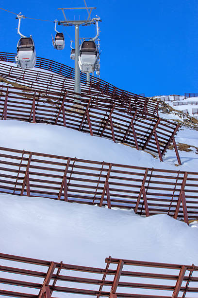 istock Avalanche fences on steep snowy mountainside 2245338147