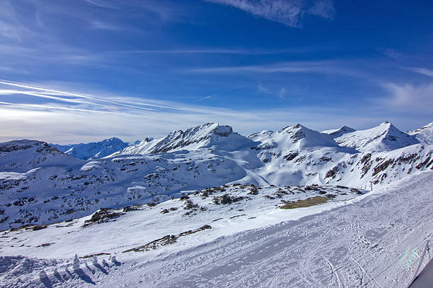 brilliant, high-altitude winter scene at an Austrian Alps ski resort