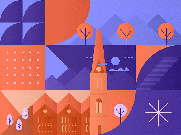 Mosaic design of a city.Minimal cityscape.
