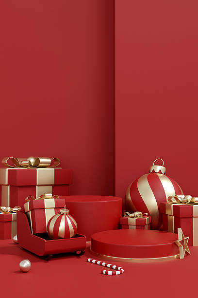 istock christmas podium luxury background product display. 3d Illustration 2245348762