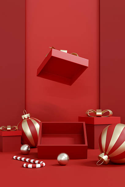 istock christmas vertical open box reveal surprise. 3D Illustration 2245348772