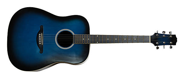 istock Front view blue color acoustic six string guitar isolated on white background 2245349885