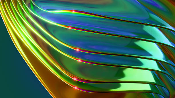 istock Abstract background with iridescent color folds. 3D render. 2245351678
